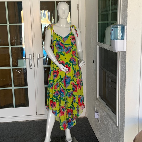Vibrant Asymmetrical Floral Dress - Picture 1 of 5